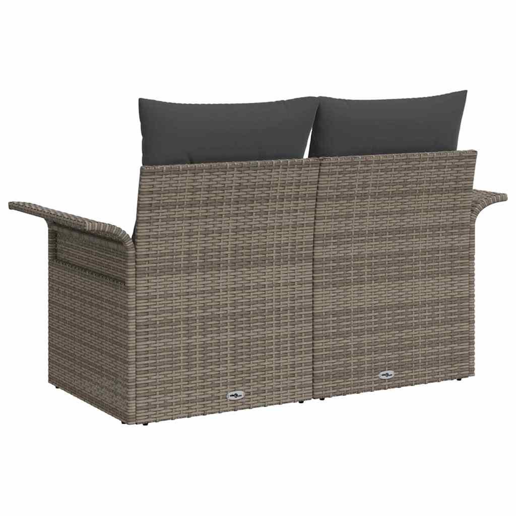Tuinbank met kussen Grijs 141 x 62 x 69cm poly rattan