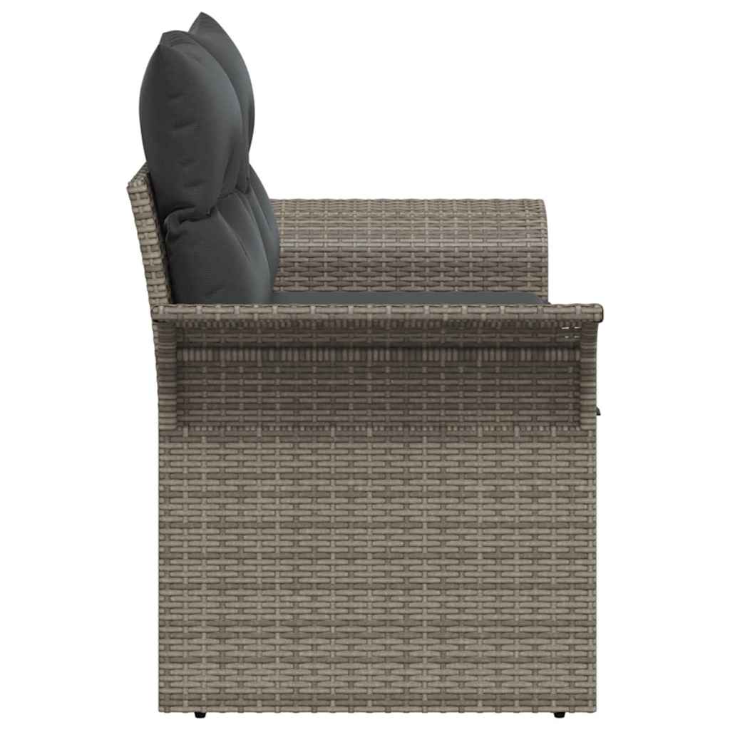 Tuinbank met kussen Grijs 141 x 62 x 69cm poly rattan