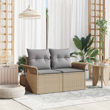 Tuinbank met kussen Beige 141 x 62 x 69cm poly rattan