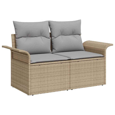 Tuinbank met kussen Beige 141 x 62 x 69cm poly rattan