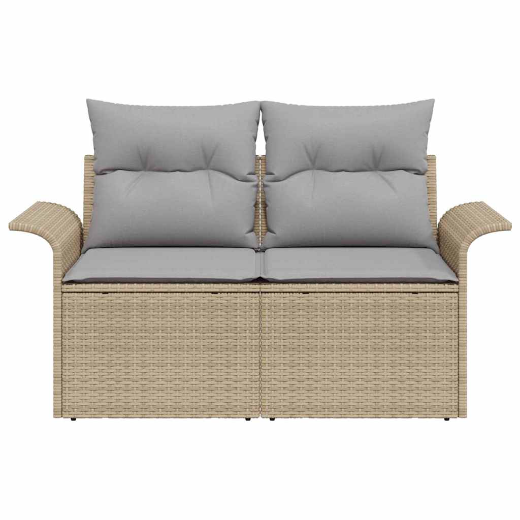 Tuinbank met kussen Beige 141 x 62 x 69cm poly rattan