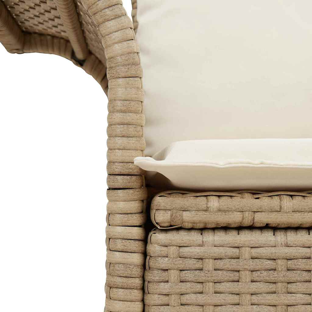Tuinbank met kussen Beige 141 x 62 x 69cm poly rattan