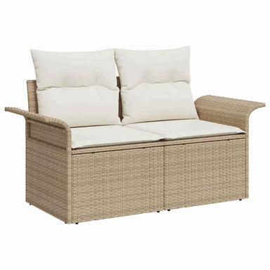 Tuinbank met kussen Beige 141 x 62 x 69cm poly rattan