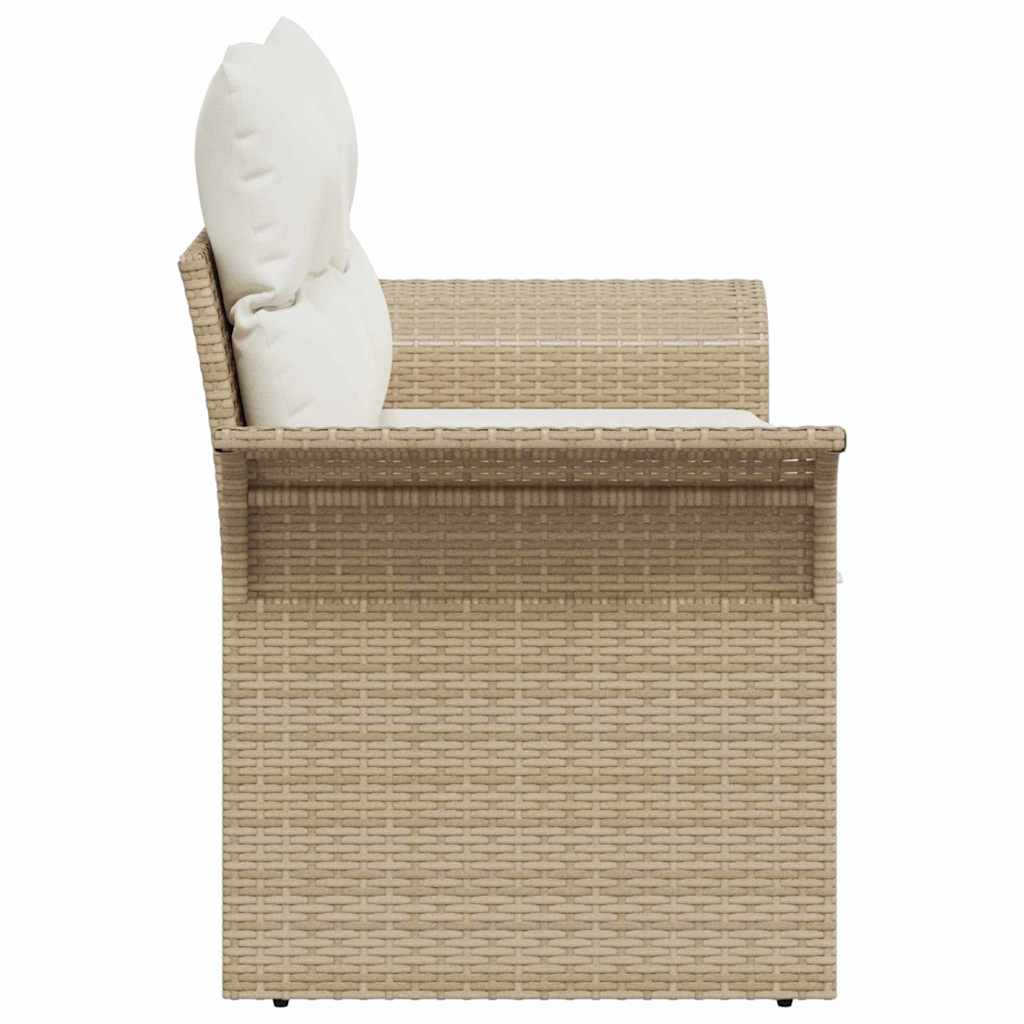 Tuinbank met kussen Beige 141 x 62 x 69cm poly rattan