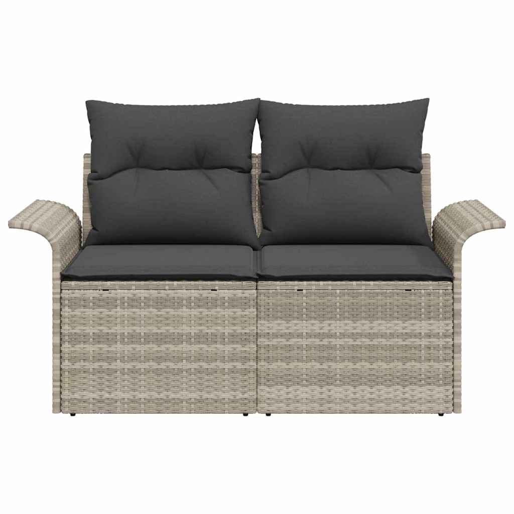 Tuinbank met kussen Lichtgrijs 141 x 62 x 69cm poly rattan