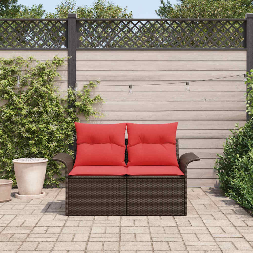 Tuinbank met kussen 141 x 62 x 69 cm poly rattan