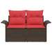 Tuinbank met kussen 141 x 62 x 69 cm poly rattan