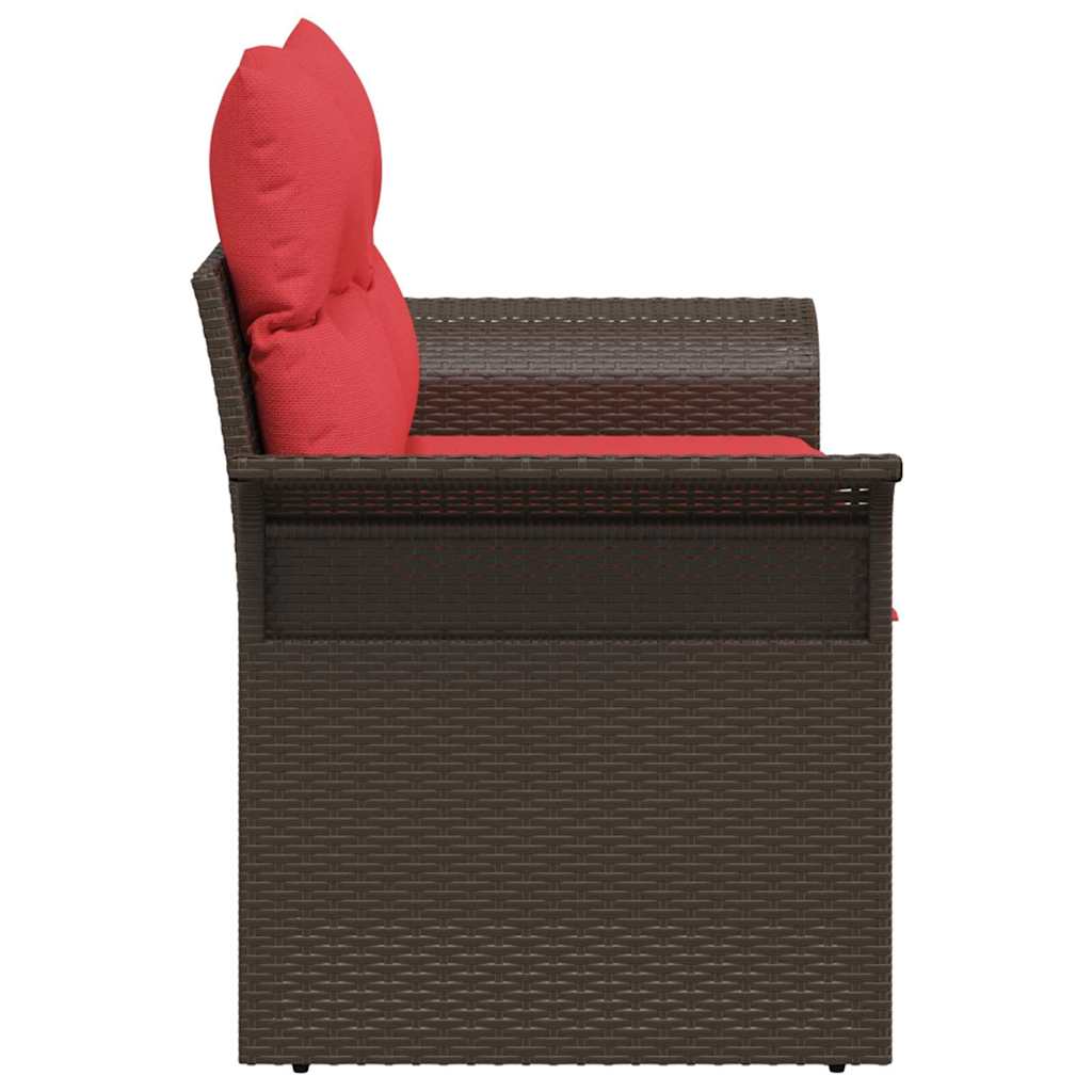Tuinbank met kussen 141 x 62 x 69 cm poly rattan