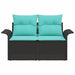 Tuinbank met kussen 141 x 62 x 69 cm poly rattan