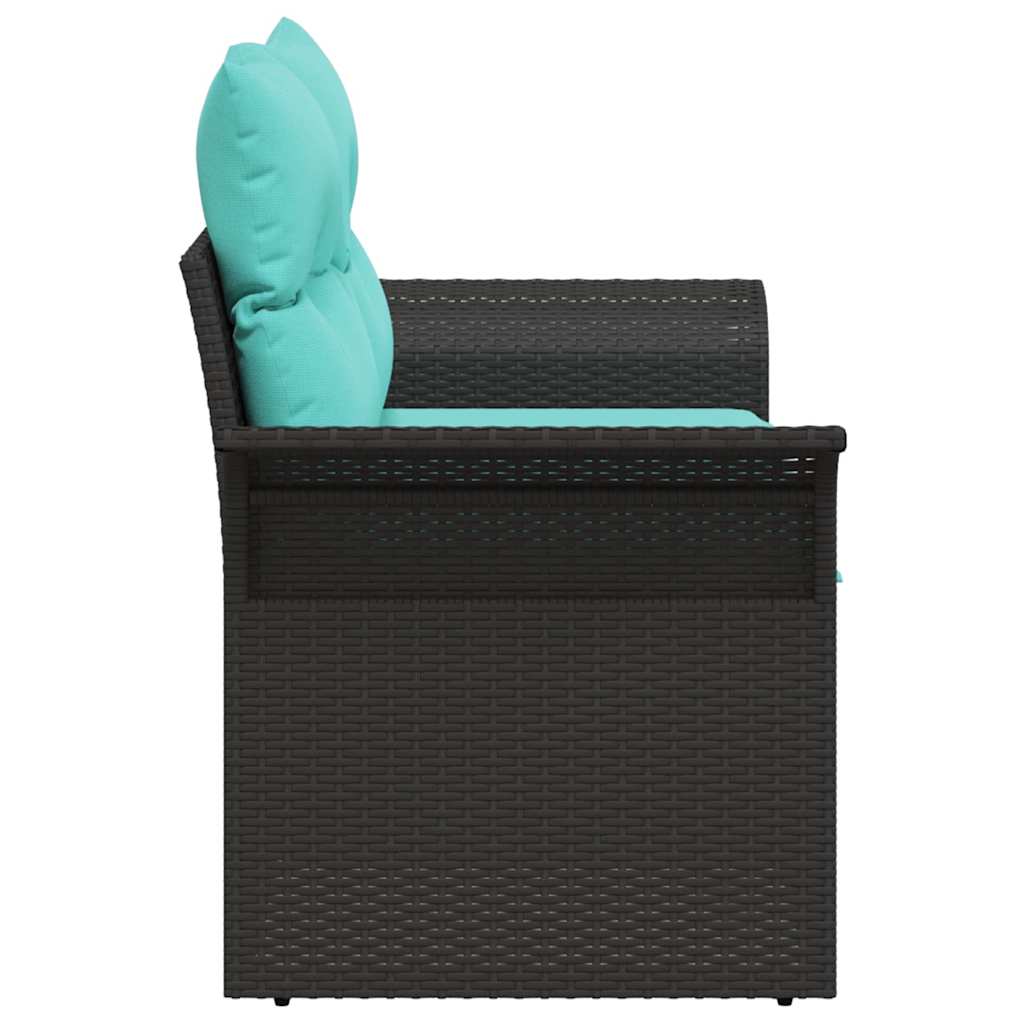 Tuinbank met kussen 141 x 62 x 69 cm poly rattan
