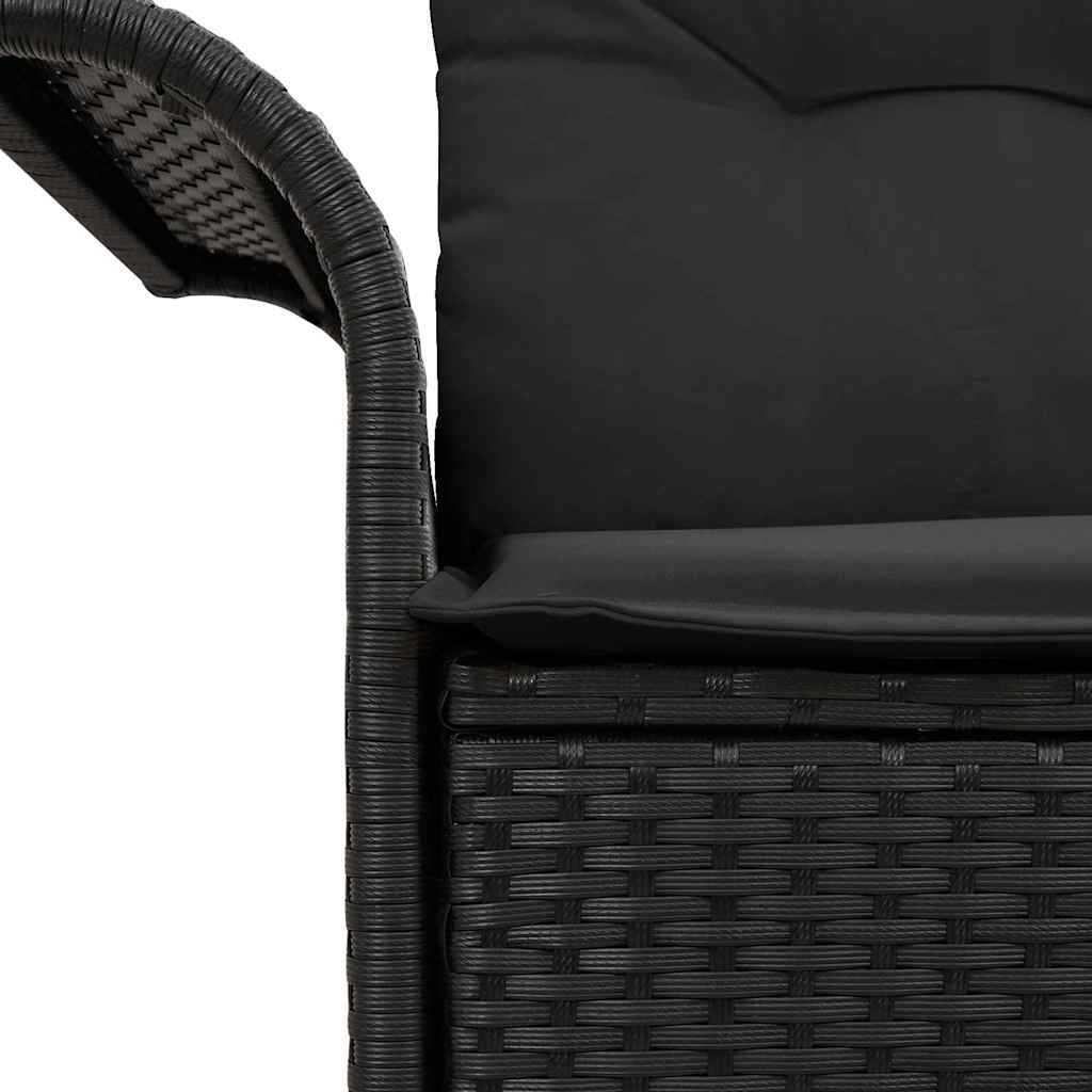 Tuinbank met kussen Zwart 141 x 62 x 69cm poly rattan