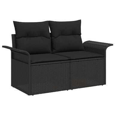 Tuinbank met kussen Zwart 141 x 62 x 69cm poly rattan