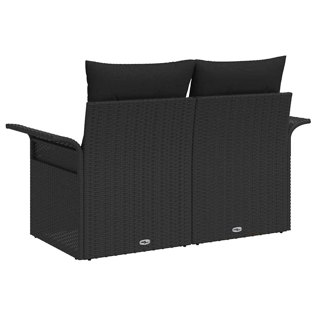 Tuinbank met kussen Zwart 141 x 62 x 69cm poly rattan
