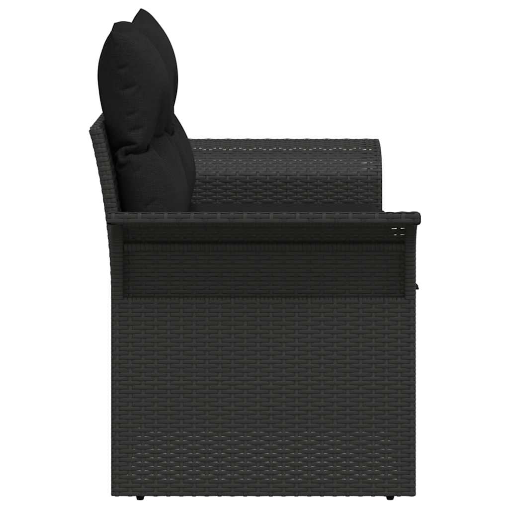 Tuinbank met kussen Zwart 141 x 62 x 69cm poly rattan