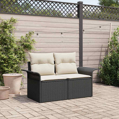 Tuinbank met kussen Zwart 141 x 62 x 69cm poly rattan