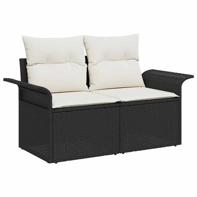 Tuinbank met kussen Zwart 141 x 62 x 69cm poly rattan