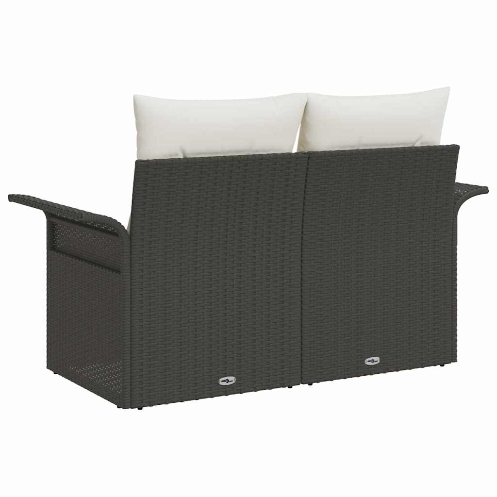 Tuinbank met kussen Zwart 141 x 62 x 69cm poly rattan