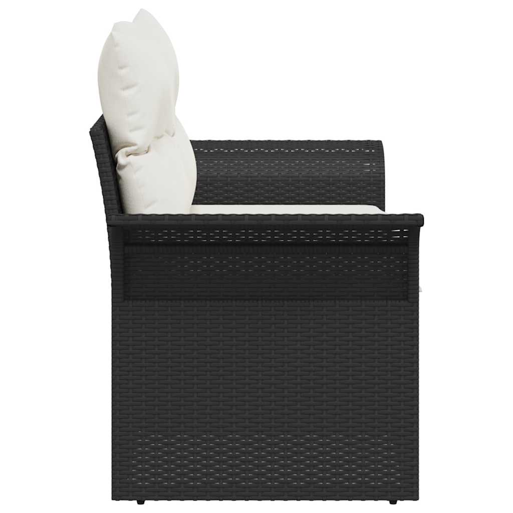 Tuinbank met kussen Zwart 141 x 62 x 69cm poly rattan