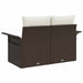 Tuinbank met kussen Bruin 141 x 62 x 69cm poly rattan