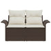 Tuinbank met kussen Bruin 141 x 62 x 69cm poly rattan