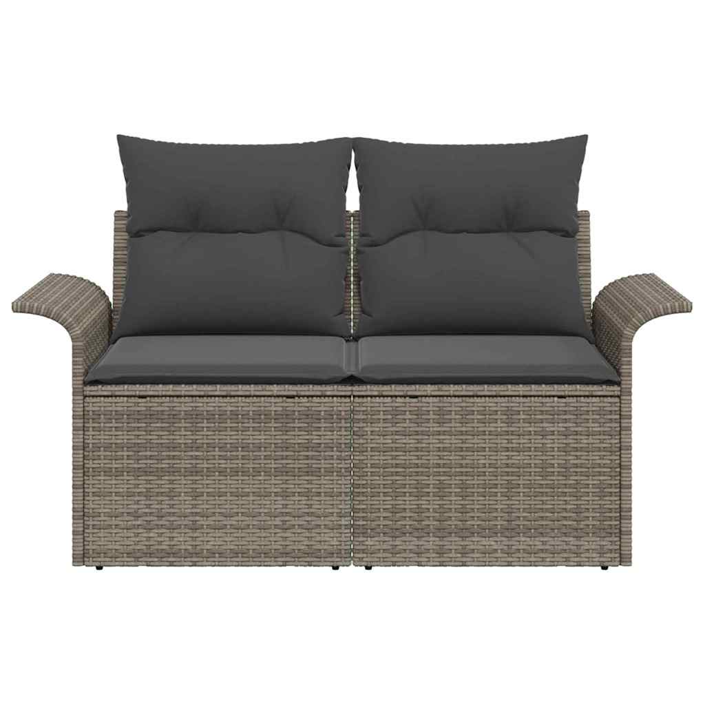 Tuinbank met kussen Grijs 141 x 62 x 69cm poly rattan