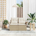 Tuinbank met kussen Beige 141 x 62 x 69cm poly rattan