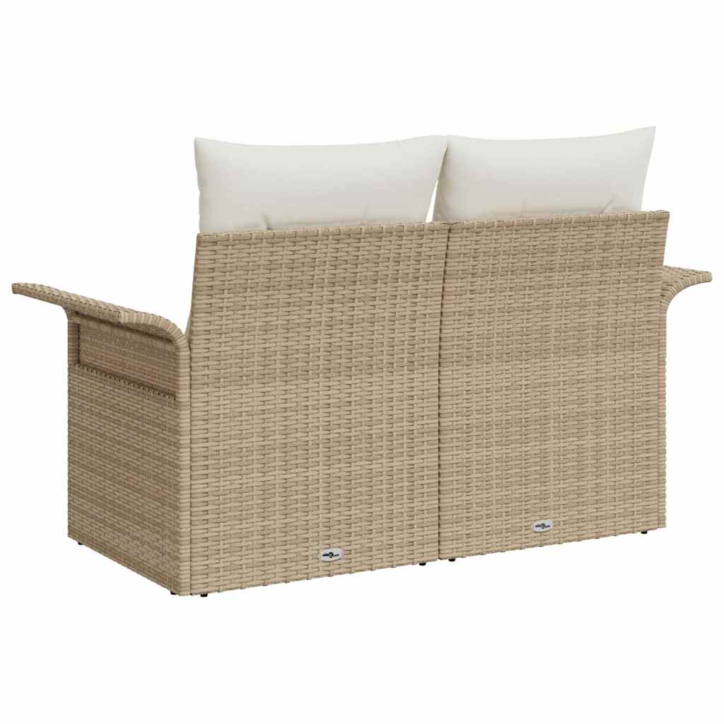 Tuinbank met kussen Beige 141 x 62 x 69cm poly rattan