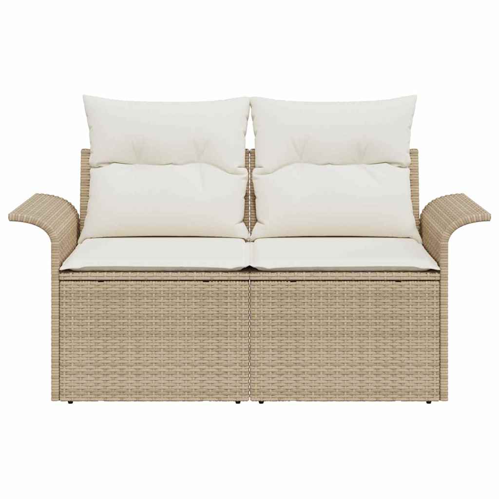 Tuinbank met kussen Beige 141 x 62 x 69cm poly rattan
