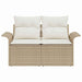 Tuinbank met kussen Beige 141 x 62 x 69cm poly rattan