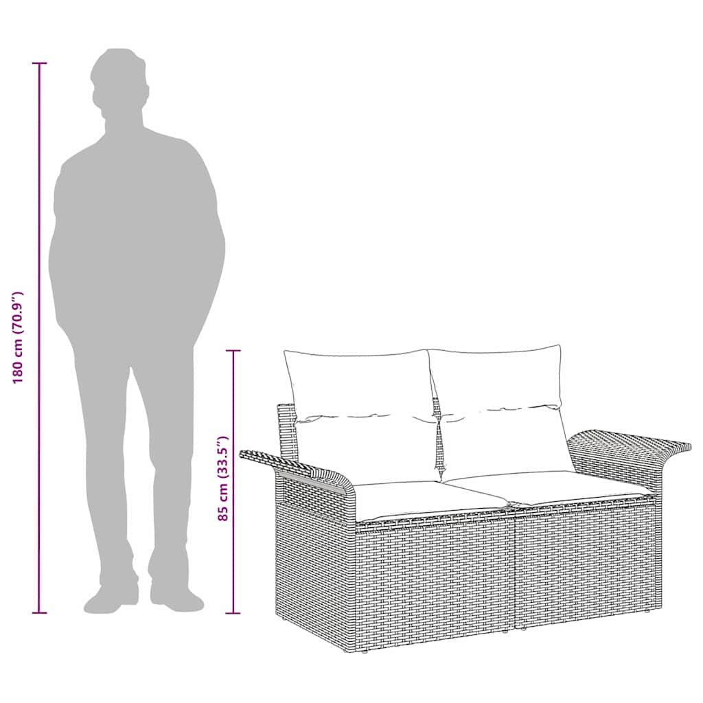 Tuinbank met kussen Beige 141 x 62 x 69cm poly rattan