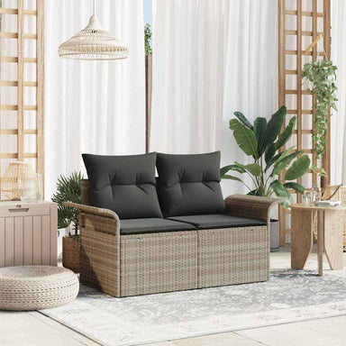 Tuinbank met kussen Lichtgrijs 141 x 62 x 69cm poly rattan