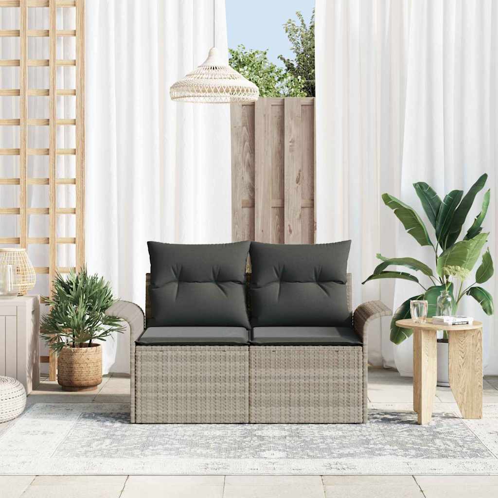 Tuinbank met kussen Lichtgrijs 141 x 62 x 69cm poly rattan