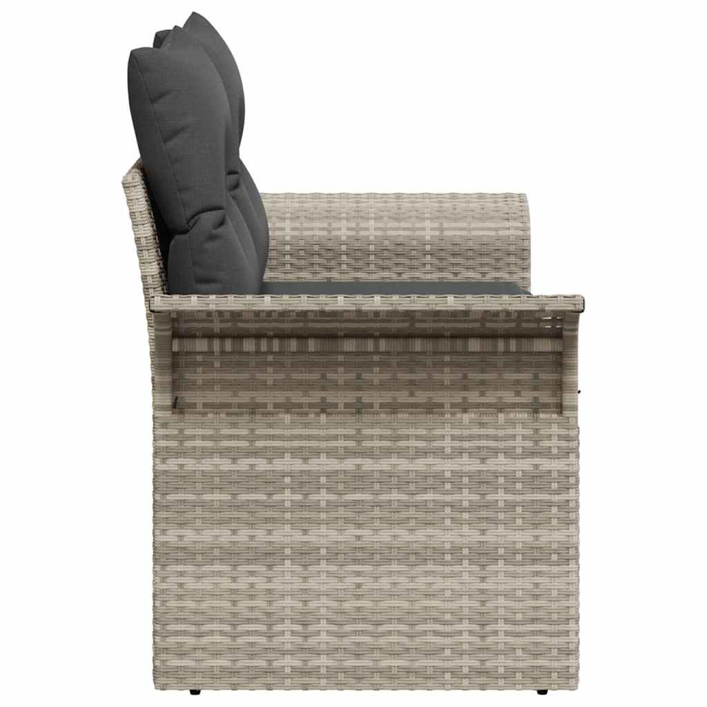 Tuinbank met kussen Lichtgrijs 141 x 62 x 69cm poly rattan