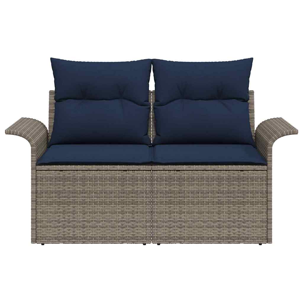Tuinbank met kussen met opslag 141 x 62 x 69 cm poly rattan