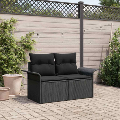 Tuinbank met kussen Zwart 141 x 62 x 69cm poly rattan