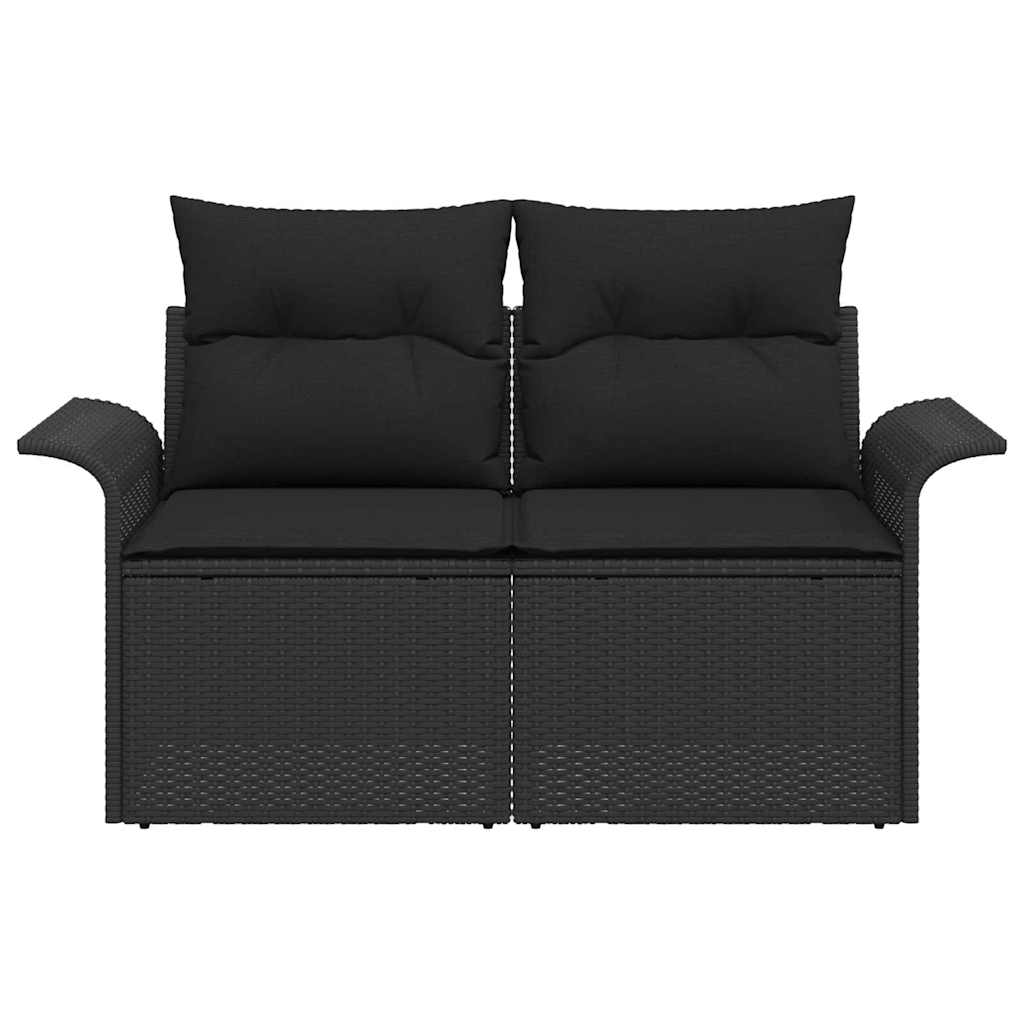 Tuinbank met kussen Zwart 141 x 62 x 69cm poly rattan