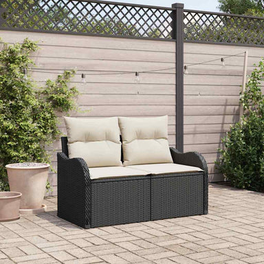 Tuinbank met kussen Zwart 121 x 62 x 69cm poly rattan