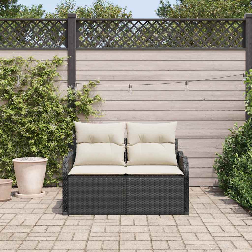 Tuinbank met kussen Zwart 121 x 62 x 69cm poly rattan