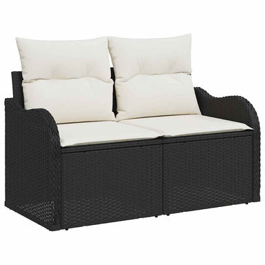 Tuinbank met kussen Zwart 121 x 62 x 69cm poly rattan