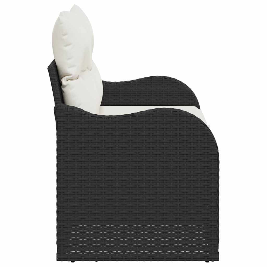 Tuinbank met kussen Zwart 121 x 62 x 69cm poly rattan