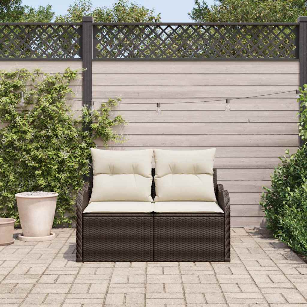 Tuinbank met kussen Bruin 121 x 62 x 69cm poly rattan