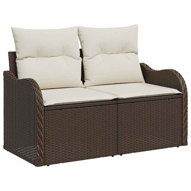 Tuinbank met kussen Bruin 121 x 62 x 69cm poly rattan