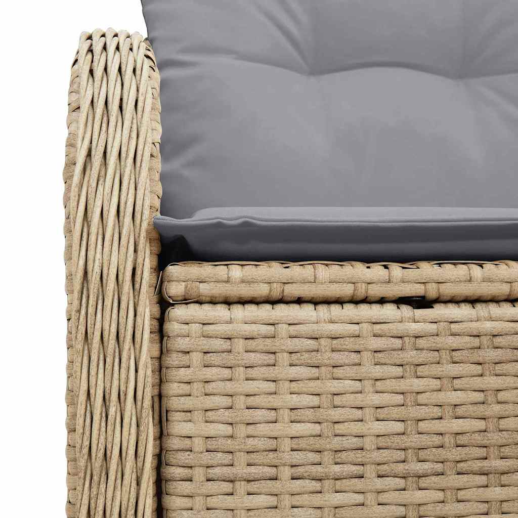 Tuinbank met kussen Beige 121 x 62 x 69cm poly rattan