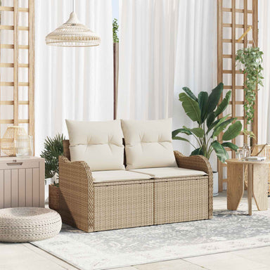 Tuinbank met kussen Beige 121 x 62 x 69cm poly rattan