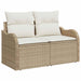 Tuinbank met kussen Beige 121 x 62 x 69cm poly rattan