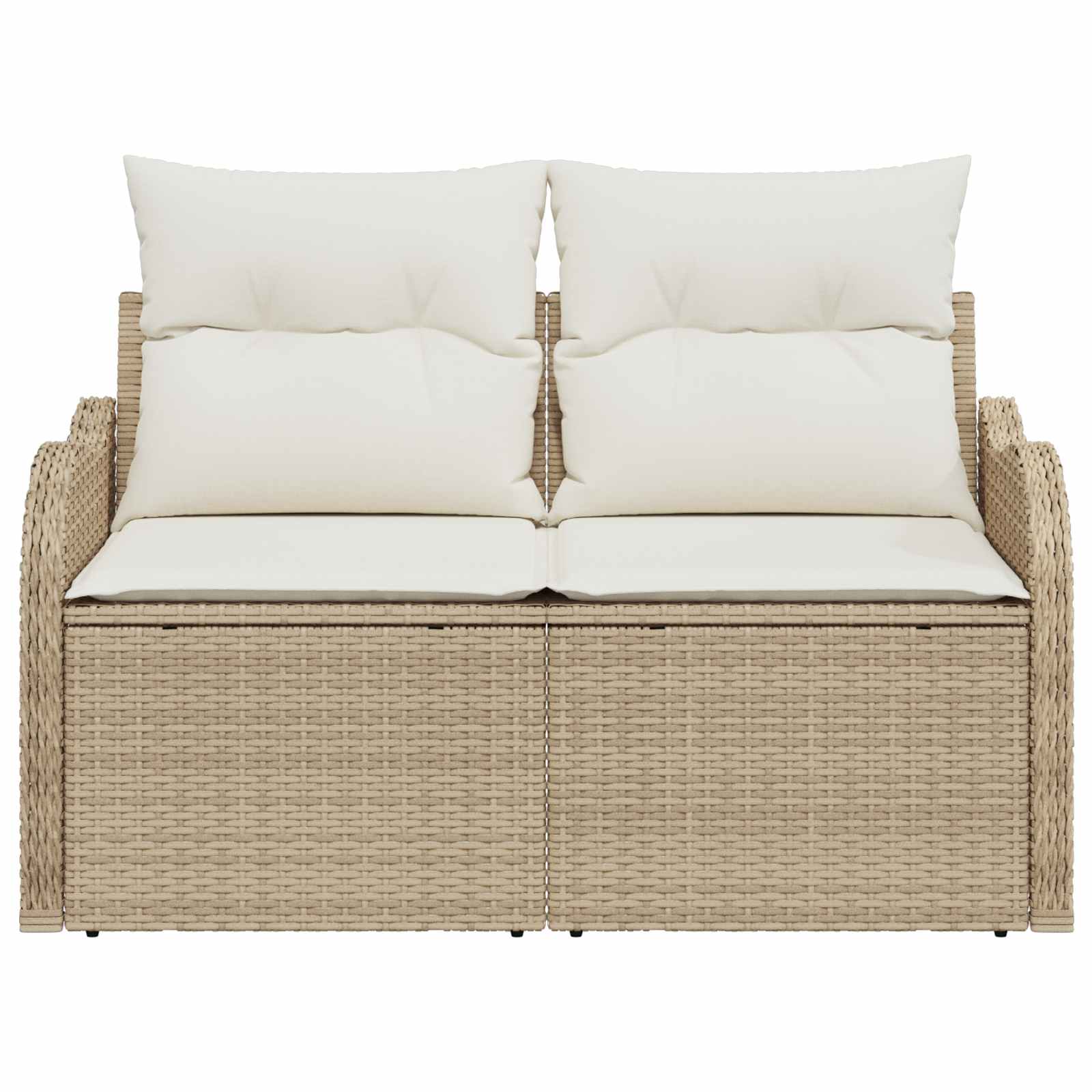 Tuinbank met kussen Beige 121 x 62 x 69cm poly rattan