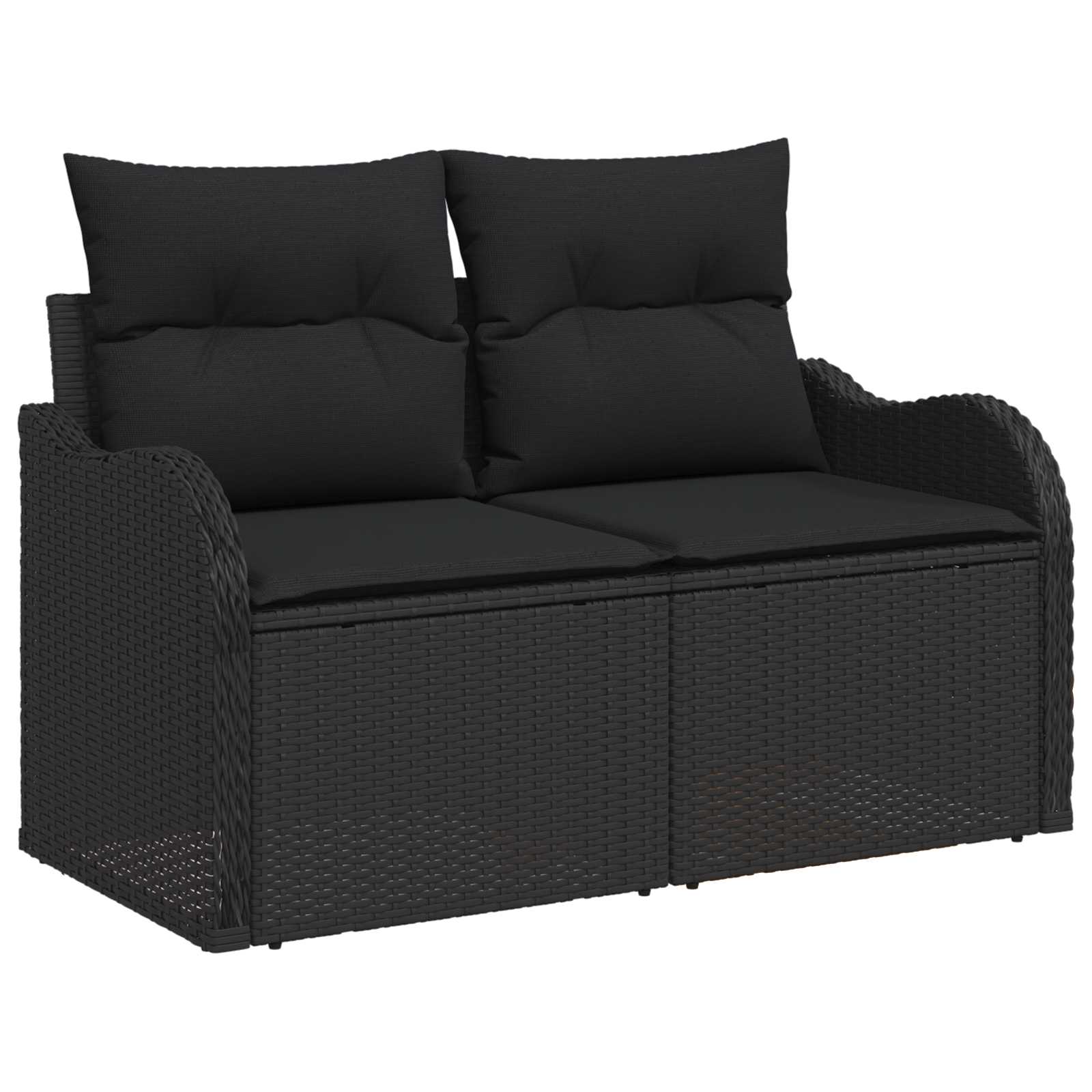 Tuinbank met kussen Zwart 121 x 62 x 69cm poly rattan