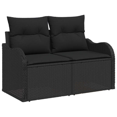 Tuinbank met kussen Zwart 121 x 62 x 69cm poly rattan