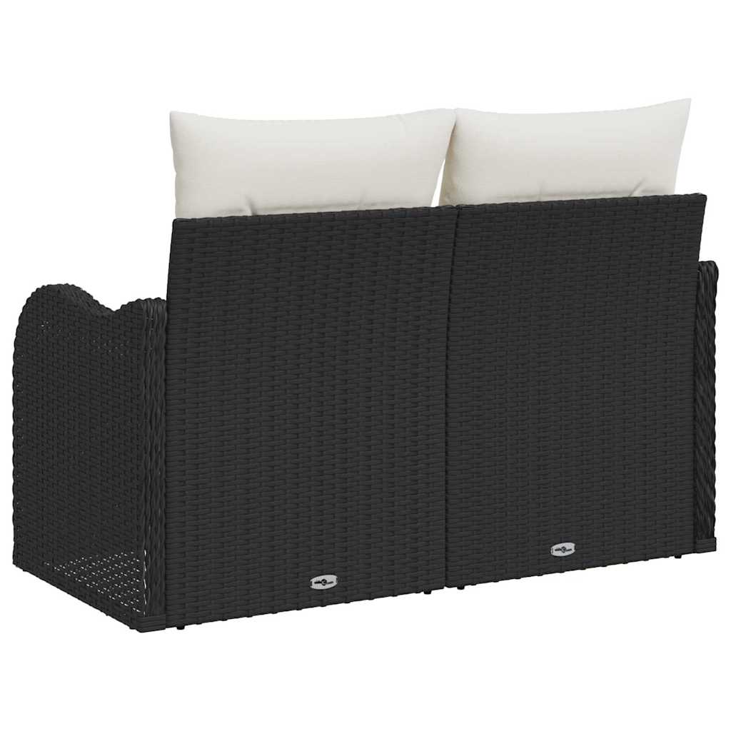 Tuinbank met kussen Zwart 121 x 62 x 69cm poly rattan