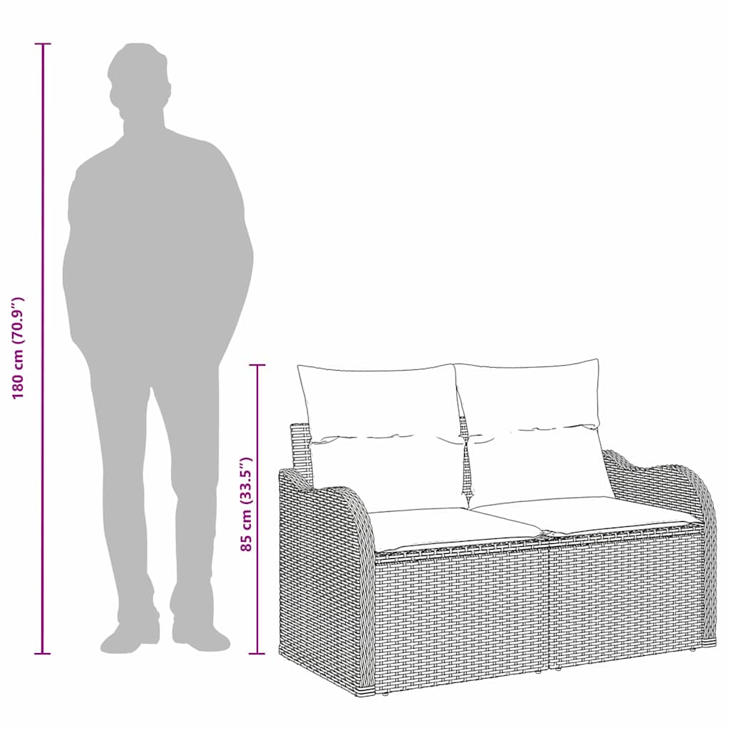 Tuinbank met kussen Zwart 121 x 62 x 69cm poly rattan